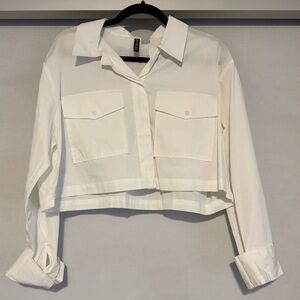 Cropped White Button Up